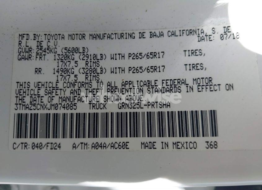 Photo 9 of 2018 Toyota Tacoma TRD SPORT (VIN 3TMAZ5CNXJM074085)