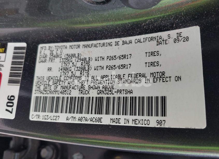 Photo 9 of 2021 Toyota Tacoma TRD SPORT (VIN 3TMAZ5CNXMM140512)
