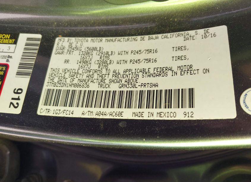 Photo 9 of 2017 Toyota Tacoma SR5 (VIN 3TMBZ5DN1HM006836)