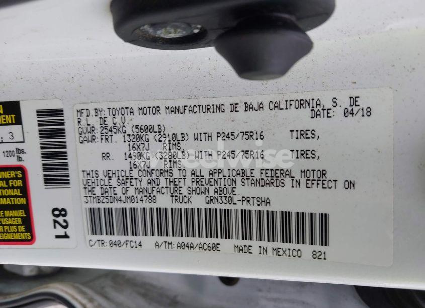 Photo 9 of 2018 Toyota Tacoma SR5 (VIN 3TMBZ5DN4JM014788)