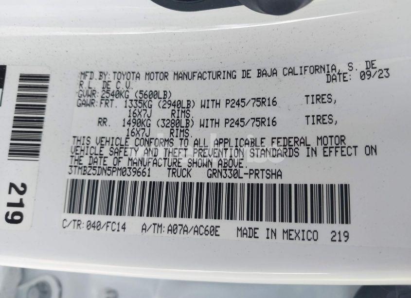 Photo 9 of 2023 Toyota Tacoma SR5 V6 (VIN 3TMBZ5DN5PM039661)