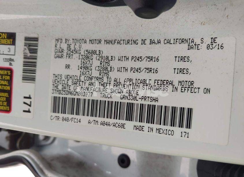 Photo 9 of 2016 Toyota Tacoma SR5 (VIN 3TMBZ5DN6GM003977)