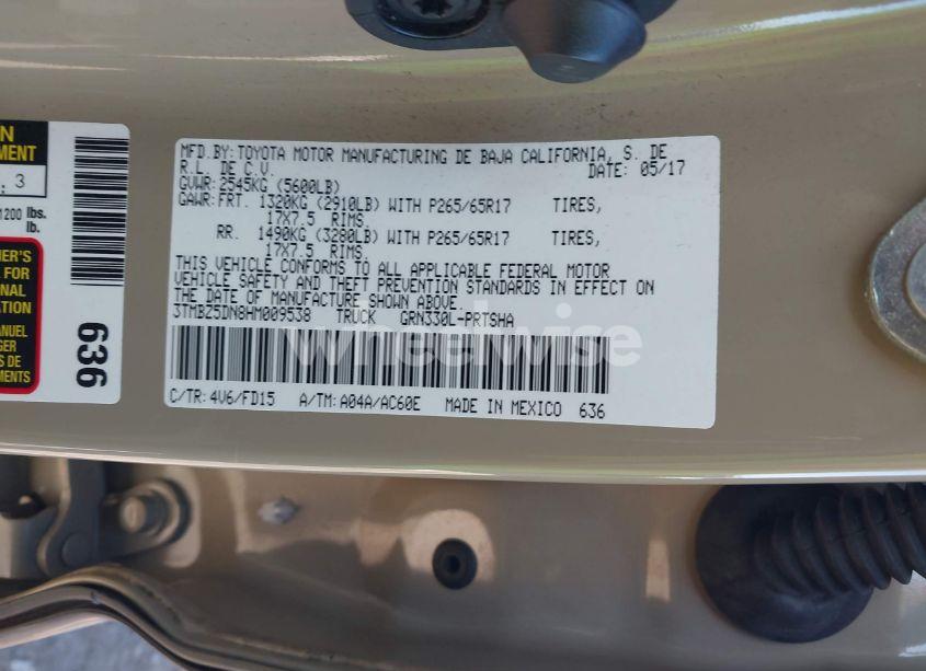 Photo 9 of 2017 Toyota Tacoma TRD SPORT (VIN 3TMBZ5DN8HM009538)