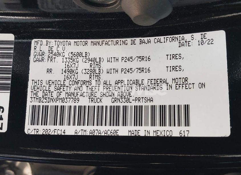 Photo 9 of 2023 Toyota Tacoma SR5 V6 (VIN 3TMBZ5DNXPM037789)