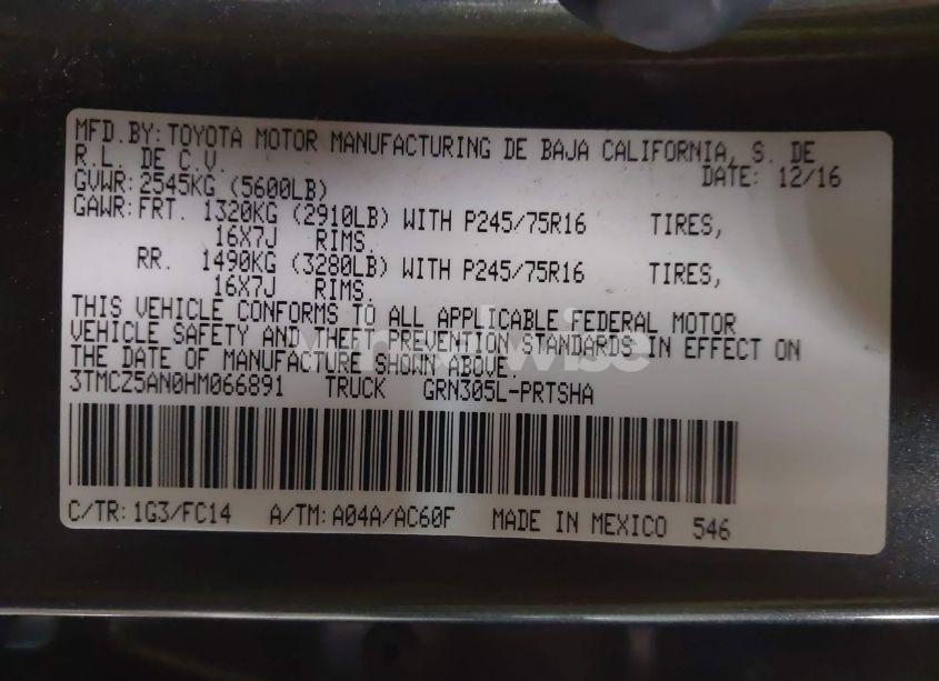 Photo 9 of 2017 Toyota Tacoma SR5 V6 (VIN 3TMCZ5AN0HM066891)