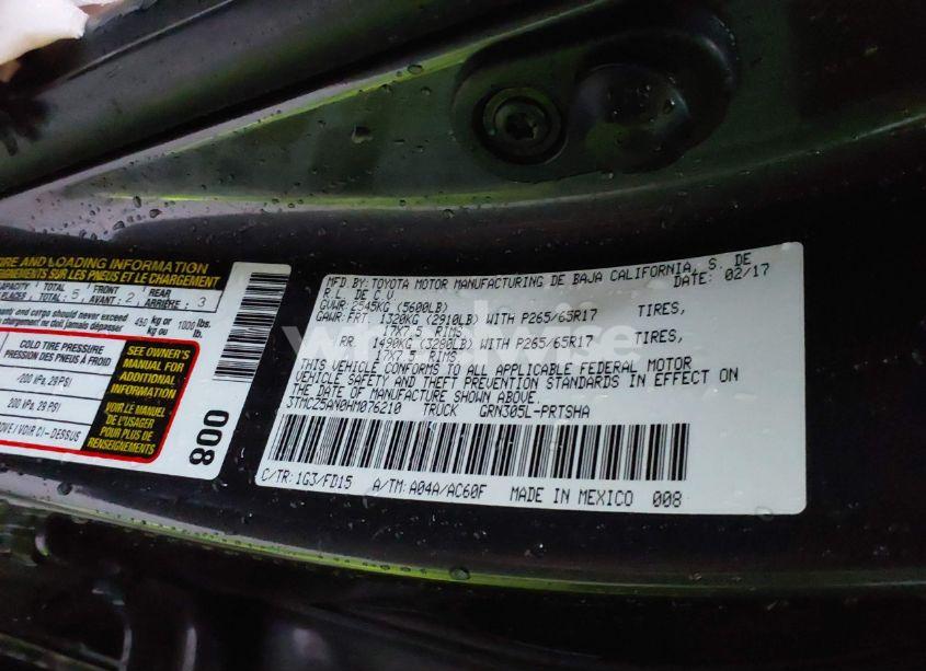 Photo 9 of 2017 Toyota Tacoma TRD SPORT (VIN 3TMCZ5AN0HM076210)