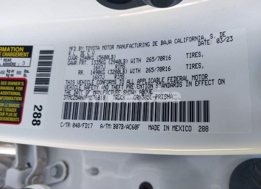Photo 9 of 2023 Toyota Tacoma TRD OFF ROAD (VIN 3TMCZ5AN0PM576818)