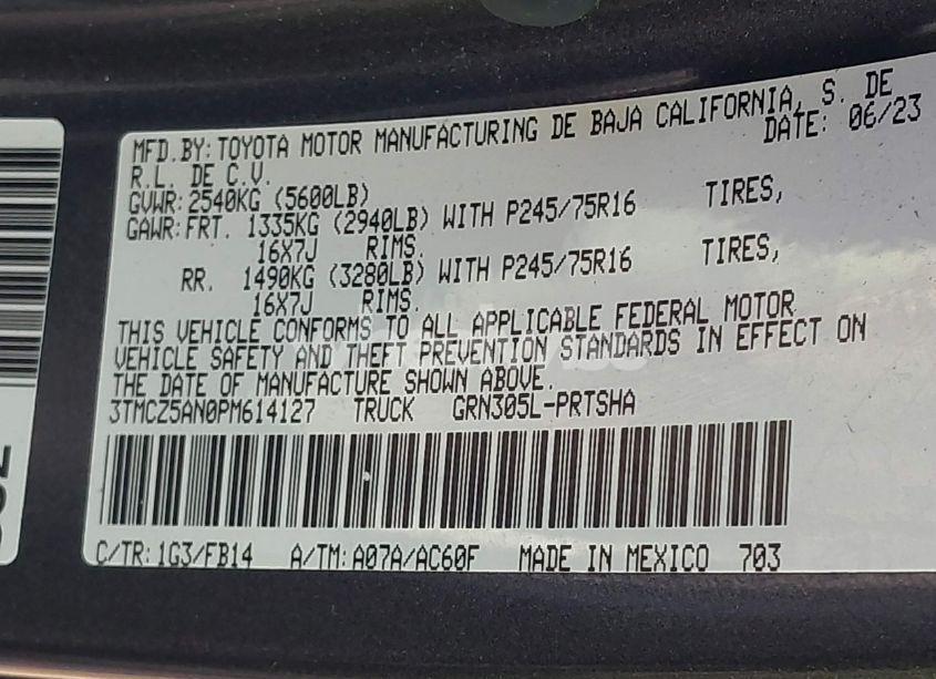 Photo 9 of 2023 Toyota Tacoma SR V6 (VIN 3TMCZ5AN0PM614127)