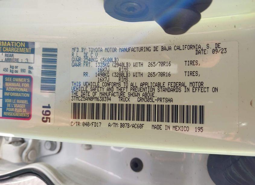 Photo 9 of 2023 Toyota Tacoma TRD OFF ROAD (VIN 3TMCZ5AN0PM638394)