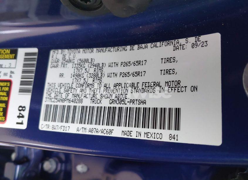 Photo 9 of 2023 Toyota Tacoma TRD SPORT (VIN 3TMCZ5AN0PM640288)