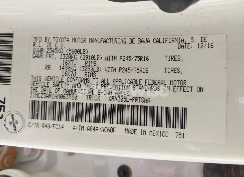 Photo 9 of 2017 Toyota Tacoma SR5 V6 (VIN 3TMCZ5AN1HM063580)
