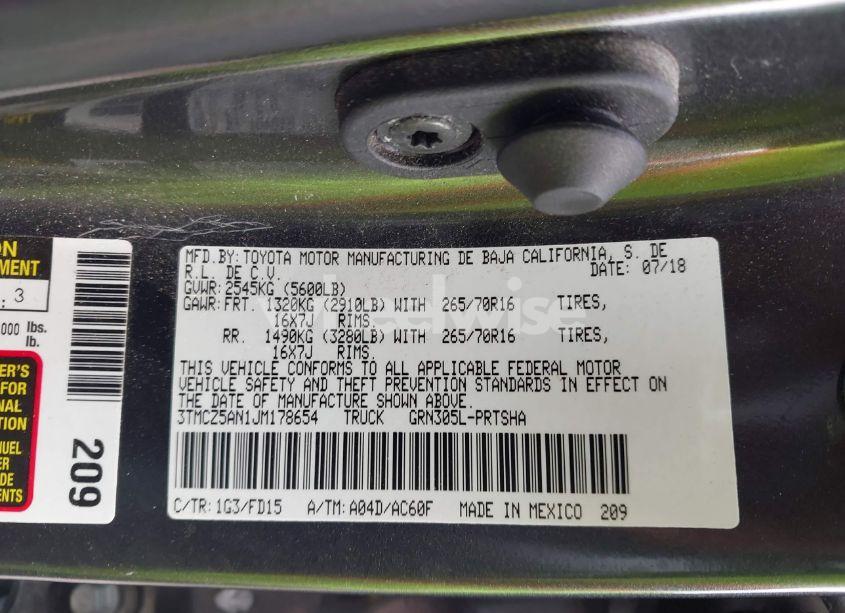 Photo 9 of 2018 Toyota Tacoma TRD OFF ROAD (VIN 3TMCZ5AN1JM178654)
