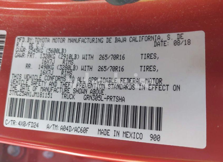 Photo 9 of 2018 Toyota Tacoma TRD OFF ROAD (VIN 3TMCZ5AN1JM181151)