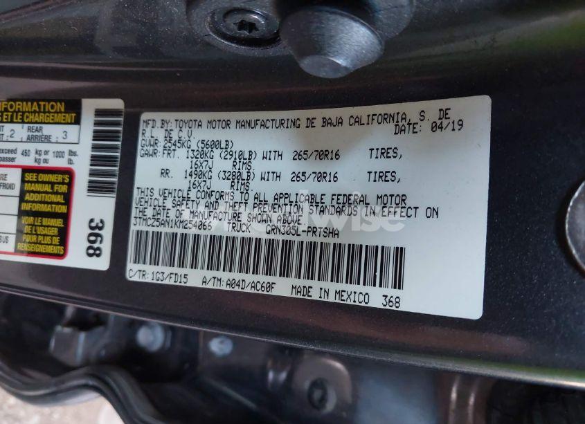 Photo 9 of 2019 Toyota Tacoma TRD OFF ROAD (VIN 3TMCZ5AN1KM254066)