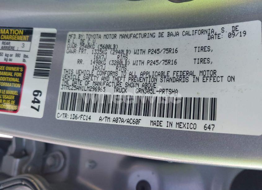 Photo 9 of 2020 Toyota Tacoma SR5 V6 (VIN 3TMCZ5AN1LM296965)