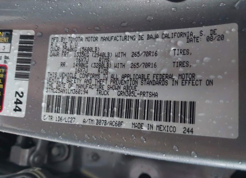 Photo 9 of 2020 Toyota Tacoma TRD OFF-ROAD (VIN 3TMCZ5AN1LM360194)