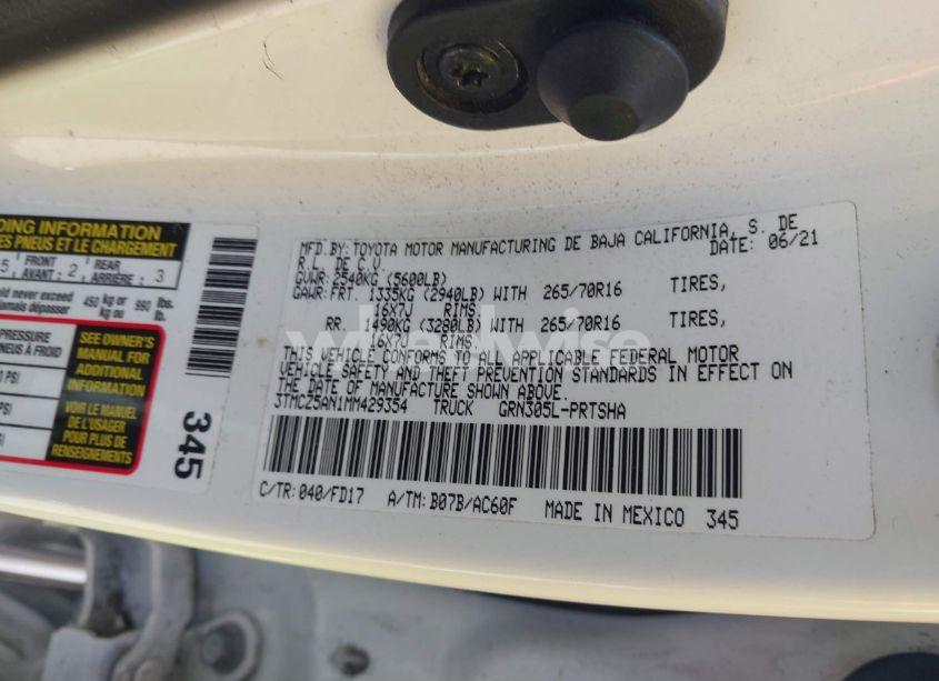 Photo 9 of 2021 Toyota Tacoma TRD OFF-ROAD (VIN 3TMCZ5AN1MM429354)