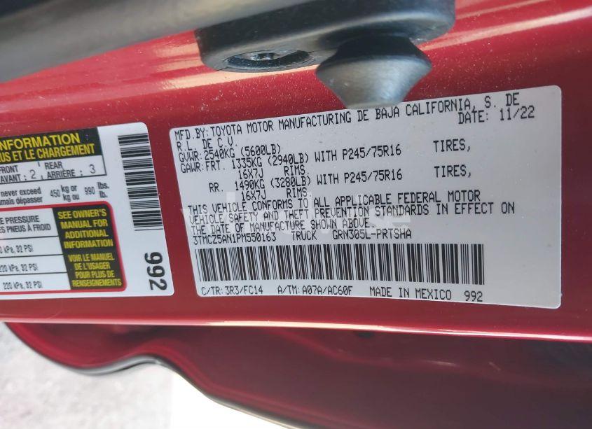 Photo 9 of 2023 Toyota Tacoma SR5 V6 (VIN 3TMCZ5AN1PM550163)