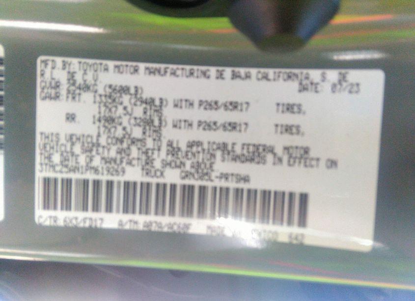 Photo 9 of 2023 Toyota Tacoma TRD SPORT (VIN 3TMCZ5AN1PM619269)