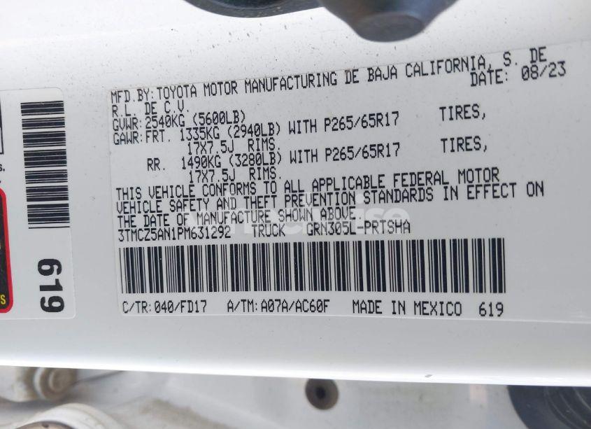 Photo 9 of 2023 Toyota Tacoma TRD SPORT (VIN 3TMCZ5AN1PM631292)