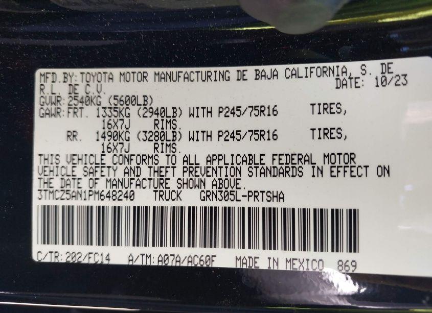 Photo 9 of 2023 Toyota Tacoma SR5 V6 (VIN 3TMCZ5AN1PM648240)