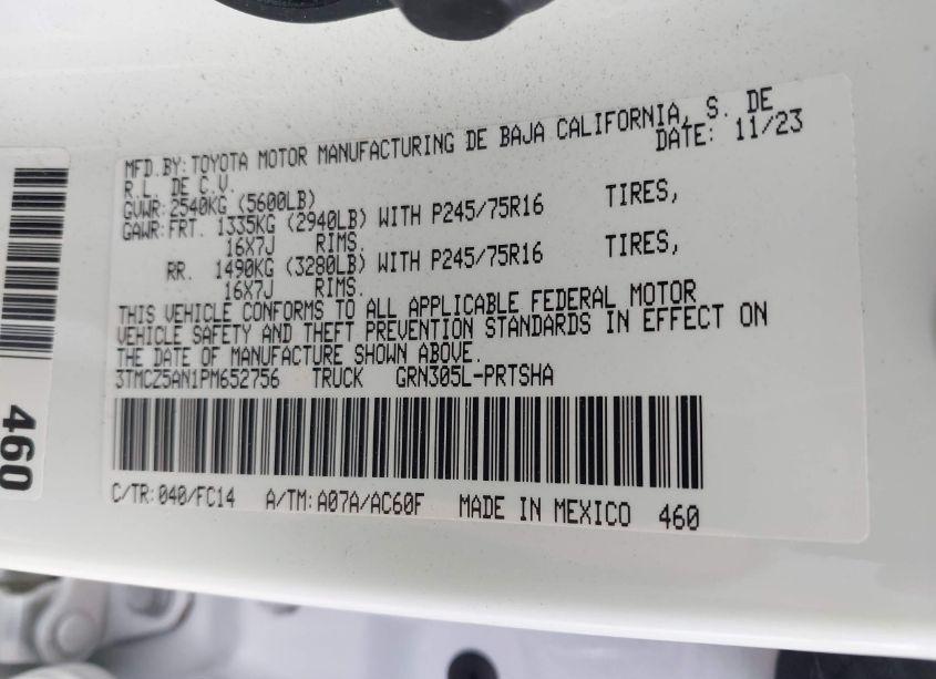 Photo 9 of 2023 Toyota Tacoma SR5 V6 (VIN 3TMCZ5AN1PM652756)