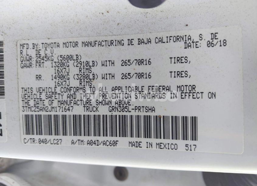 Photo 9 of 2018 Toyota Tacoma TRD OFF ROAD (VIN 3TMCZ5AN2JM171647)