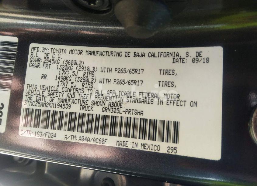 Photo 9 of 2019 Toyota Tacoma TRD SPORT (VIN 3TMCZ5AN2KM194539)