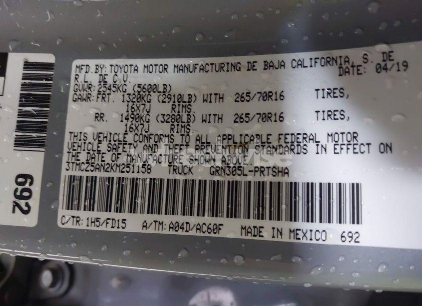 Photo 9 of 2019 Toyota Tacoma TRD OFF ROAD (VIN 3TMCZ5AN2KM251158)