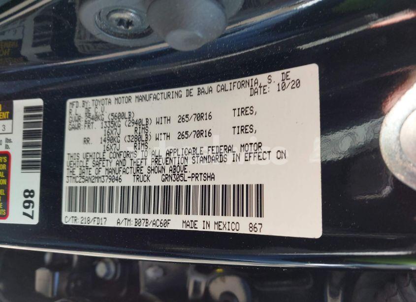 Photo 9 of 2021 Toyota Tacoma TRD OFF-ROAD (VIN 3TMCZ5AN2MM379046)