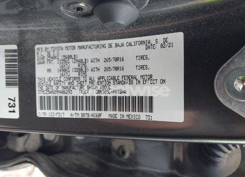 Photo 9 of 2021 Toyota Tacoma TRD OFF-ROAD (VIN 3TMCZ5AN2MM406293)