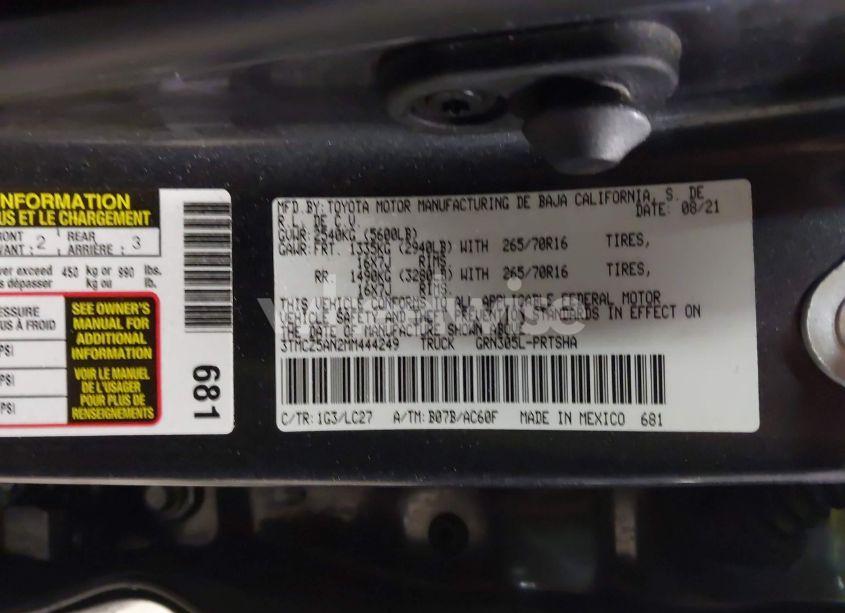 Photo 9 of 2021 Toyota Tacoma TRD OFF-ROAD (VIN 3TMCZ5AN2MM444249)