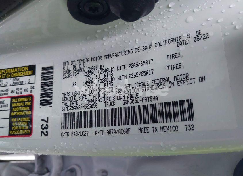 Photo 9 of 2022 Toyota Tacoma TRD SPORT (VIN 3TMCZ5AN2NM523650)