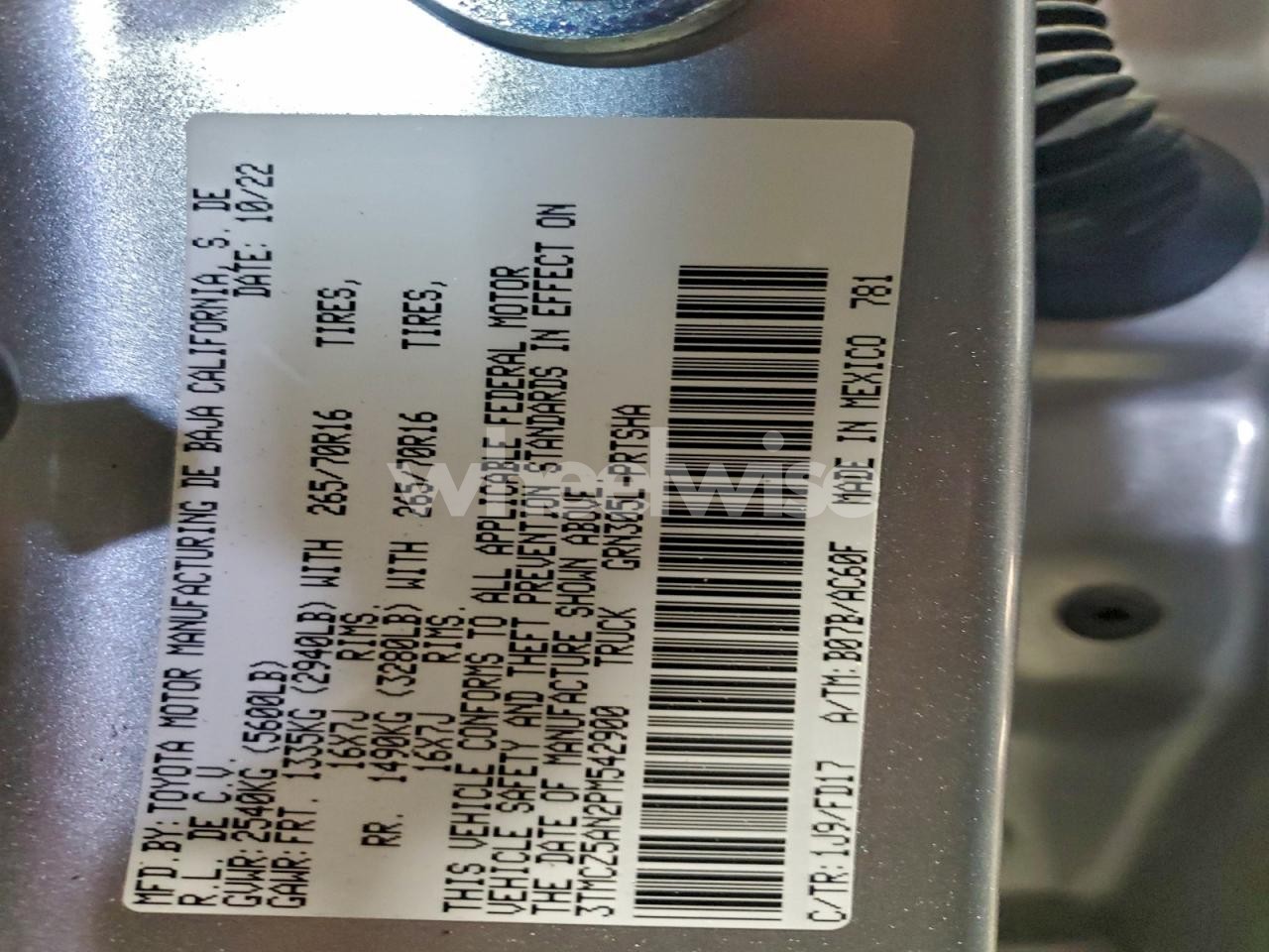 Photo 12 of 2023 TOYOTA TACOMA DOUBLE CAB (VIN 3TMCZ5AN2PM542900)