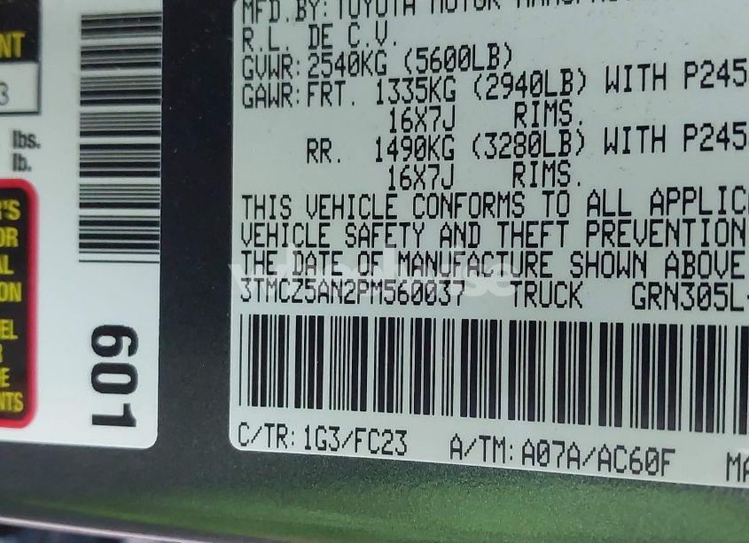 Photo 9 of 2023 Toyota Tacoma SR5 V6 (VIN 3TMCZ5AN2PM560037)