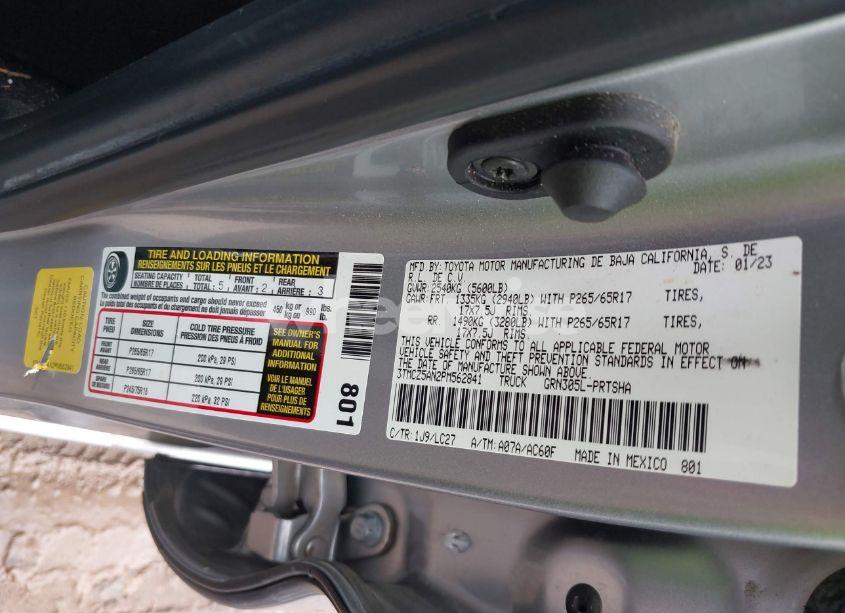 Photo 9 of 2023 Toyota Tacoma TRD SPORT (VIN 3TMCZ5AN2PM562841)