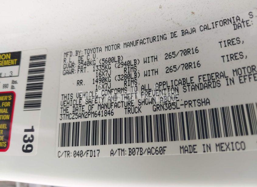 Photo 9 of 2023 Toyota Tacoma TRD OFF ROAD (VIN 3TMCZ5AN2PM641846)