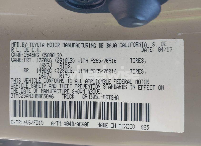 Photo 9 of 2017 Toyota Tacoma TRD OFF ROAD (VIN 3TMCZ5AN3HM083846)