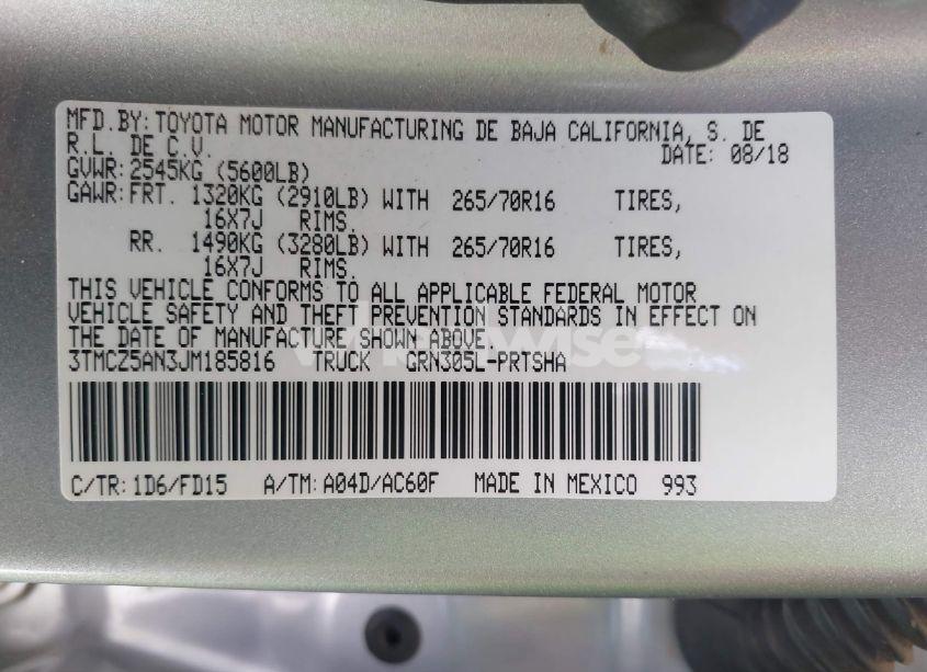 Photo 9 of 2018 Toyota Tacoma TRD OFF ROAD (VIN 3TMCZ5AN3JM185816)