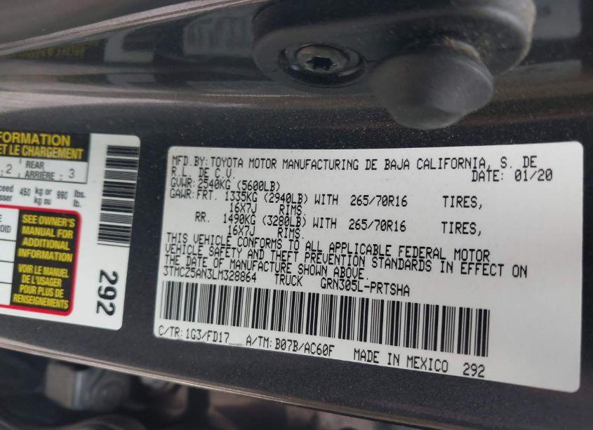 Photo 9 of 2020 Toyota Tacoma TRD OFF-ROAD (VIN 3TMCZ5AN3LM328864)