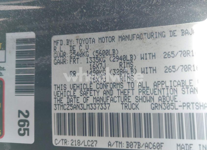 Photo 9 of 2020 Toyota Tacoma TRD OFF-ROAD (VIN 3TMCZ5AN3LM337337)