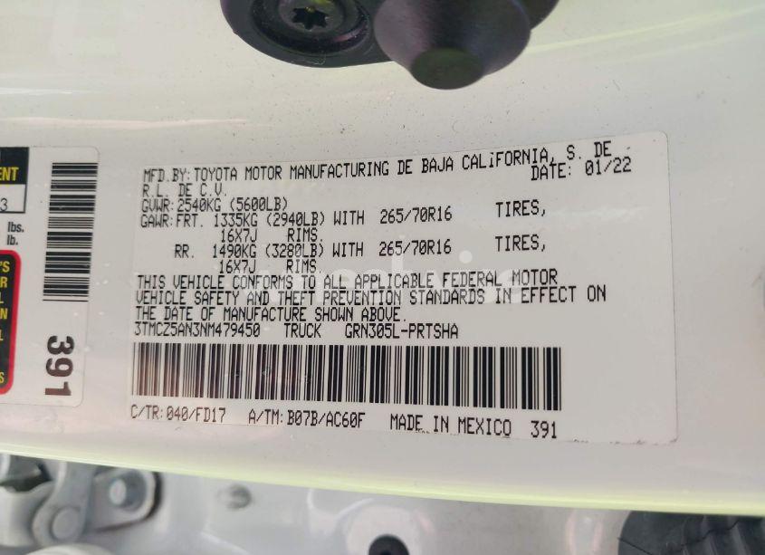 Photo 9 of 2022 Toyota Tacoma TRD OFF ROAD (VIN 3TMCZ5AN3NM479450)