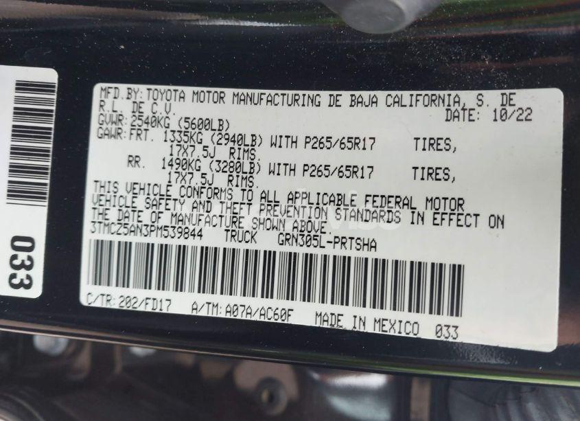 Photo 9 of 2023 Toyota Tacoma TRD SPORT (VIN 3TMCZ5AN3PM539844)