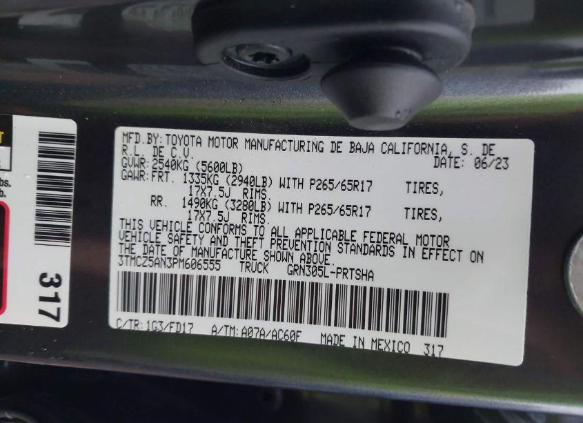 Photo 9 of 2023 Toyota Tacoma TRD SPORT (VIN 3TMCZ5AN3PM606555)