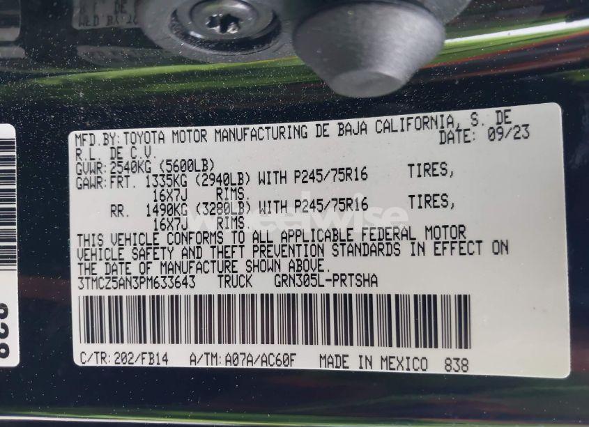 Photo 9 of 2023 Toyota Tacoma SR V6 (VIN 3TMCZ5AN3PM633643)