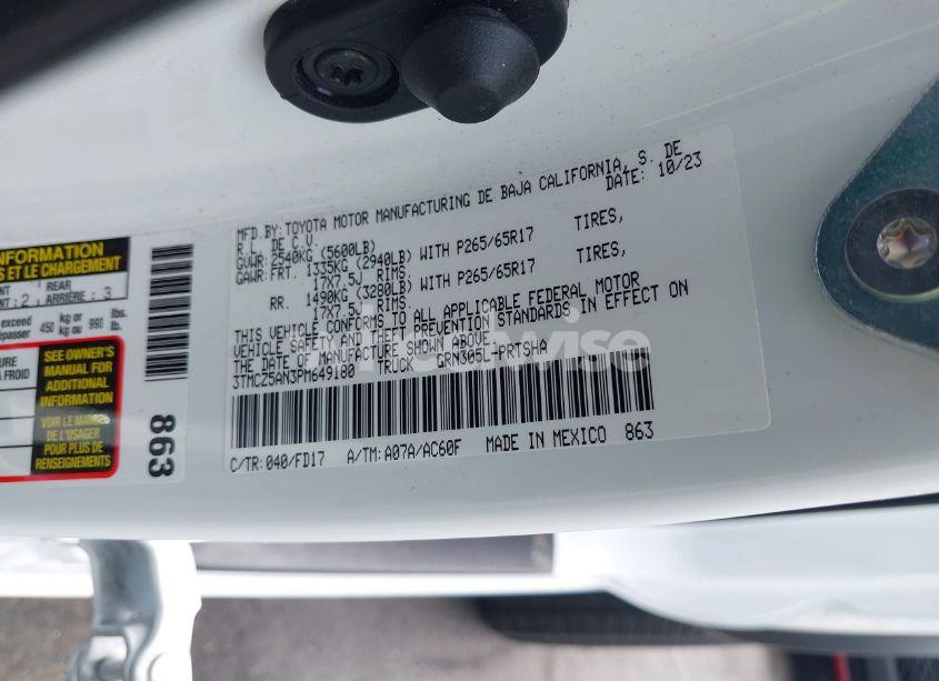 Photo 9 of 2023 Toyota Tacoma TRD SPORT (VIN 3TMCZ5AN3PM649180)