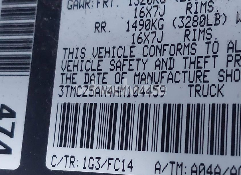 Photo 9 of 2017 Toyota Tacoma SR5 V6 (VIN 3TMCZ5AN4HM104459)