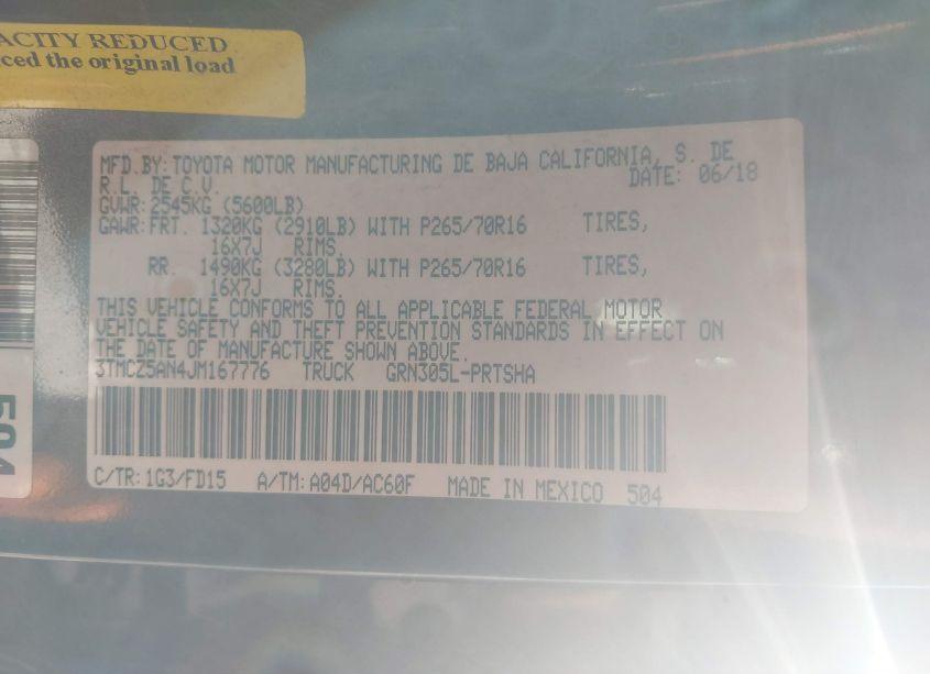 Photo 9 of 2018 Toyota Tacoma TRD OFF ROAD (VIN 3TMCZ5AN4JM167776)