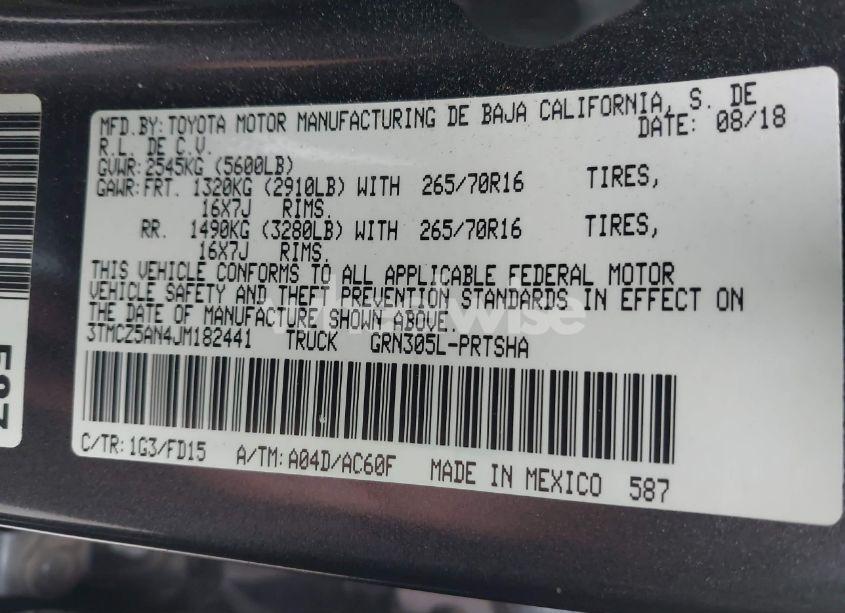 Photo 9 of 2018 Toyota Tacoma TRD OFF ROAD (VIN 3TMCZ5AN4JM182441)
