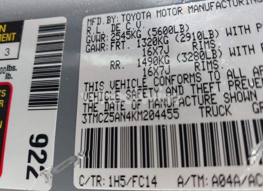 Photo 9 of 2019 Toyota Tacoma SR5 V6 (VIN 3TMCZ5AN4KM204455)